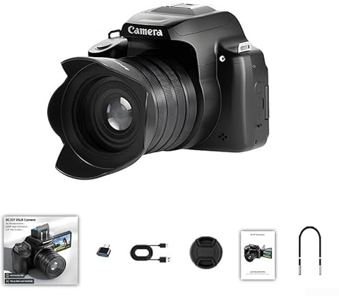Floweringbeter Fotocamera digitale con zoom 28X con risoluzione 68 MP e schermo flip da 2,8 pollici e capacità di registrazione video 4K 60FPS (paraluce per obiettivo)