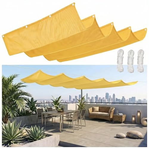 Tenda a Vela Impermeabile Rettangolare Oxford 360x450cm Giallo Resistente al Vento,Telo Ombreggiante Esterno,Protezione Solare per Area Giochi,Giardino,Terrazza