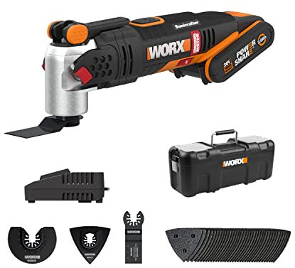WORX Nitro 18V(20V MAX) Brushless Cordless Oscillating Multi-Tool, Sonicrafter, PowerShare, Universal Fit, Tool-Free Hyperlock Clamp, 2Ah Battery&Charger, Accessories Included, WX693