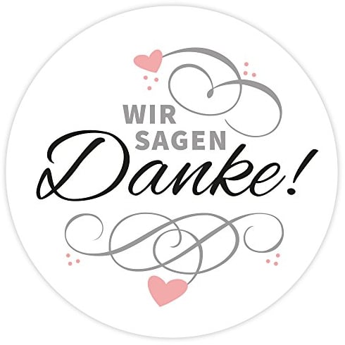 Frau WunderVoll® 48 Aufkleber WIR Sagen Danke, Weiss, Durchmesser 4 cm/Sticker, Hochzeit, Sticker Hochzeit, Kindergeburtstag, Aufkleber Kinder, Aufkleber Junge, Mädchen, Sticker Mädchen, Jungen