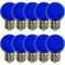 NCC-Licht 10 x LED Leuchtmittel Tropfen Kugel 2W E27 360° BLAU auch Außenbereich