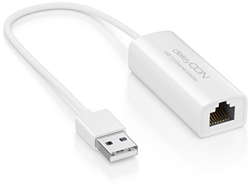 deleyCON LAN Adapter USB 2.0 Netzwerkadapter USB A auf RJ45 100Mbit Ethernet PC Notebook Ultrabook Tablet-PC Windows Mac - Weiß