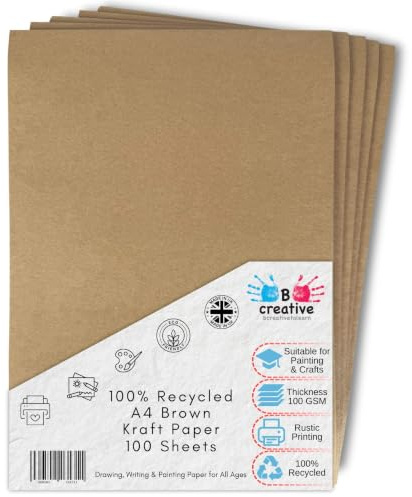 Bcreative®, Recyceltes Kraftpapier, A4-Format, 100 g/m² 100 sheets