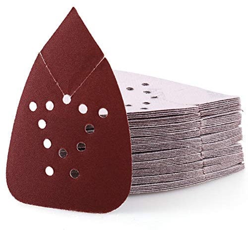 LotFancy 220 Grit Sanding Pads for Black and Decker Mouse Sanders, 50PCS Hook and Loop Sandpaper Sheets - 12 Holes Detail Palm Sander Sand Paper
