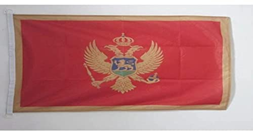 AZ FLAG - Drapeau Monténégro - 45x30 cm - Pavillon Nautique Monténégrin Spécial Bateau Et Extérieur En Maille Bloquée Avec Anneaux Plastiques Intégrés - 30g