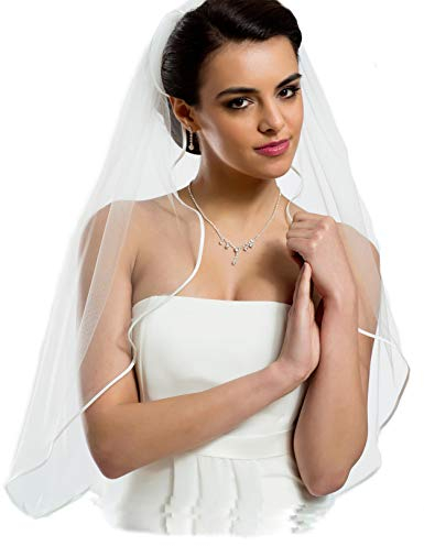 Unbekannt Schleier Brautschleier 1 Lage IVORY Creme 1-lagig Satin Satinkante 80 cm Hochzeit Braut NEU Soft Tüll
