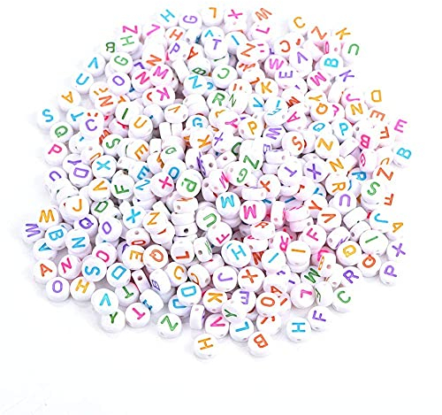 500 stücke Alphabet Perlen, Bastelmaterial 7 Farben Acryl Brief Perlen A-Z Runde Perlenweben Schmuckherstellung für DIY Armband Halskette für kinder Handgemachtes Spielzeug