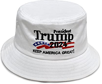 DISHIXIAO Trump Bucket Hat USA Amerikanische Flagge Trump 2020 Keep America Great Embroidered Bucket Cap, Weiß, Einheitsgröße