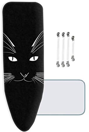 ZJBKX Housse Table Repasser Extra Large, Taille XL/XXL, 100% Coton, Belle Housse Table Repasser Interchangeable, adaptée aux fers à Vapeur, Chat Noir, 160x65 cm