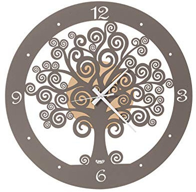 Arti & Mestieri Albero della Vita - Orologio Piccolo da Parete di Design 100% Made in Italy - in Ferro, Diametro 44 cm - Oro Laccato e Fango
