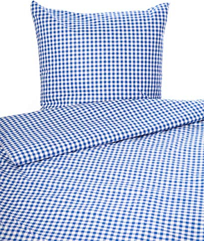 texpot Bettwäsche Landhaus Karo blau kariert Bauern 155x220 cm + 80x80 cm 20 mm Karo