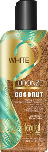 Devoted Creations White 2 Bronzo Coconut - Lozione abbronzante con acqua di cocco e olio di cocco, 241 ml