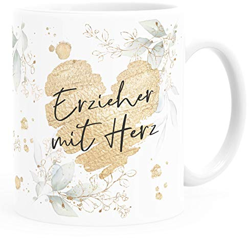 SpecialMe® Kaffee-Tasse [Wunschtext] mit Herz - soziale Berufe, Familie, Freunde kleines Dankeschön Geschenk Danke sagen Weiss Keramik-Tasse