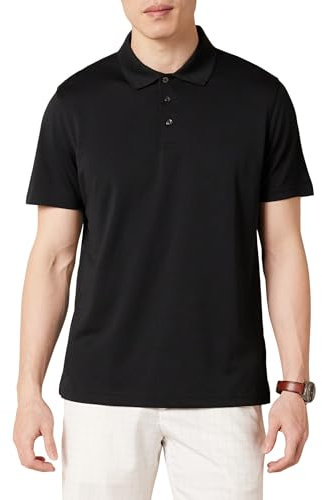 Amazon Essentials Herren Golf-Poloshirt, Kurzärmelig, Schmal Geschnitten, Schnell Trocknend, Schwarz, XL