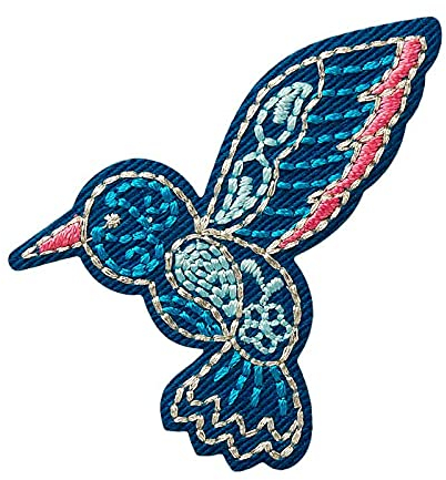 Kolibri Blau Tier - Aufnäher, Bügelbild, Aufbügler, Applikationen, Patches, Flicken, zum aufbügeln, Größe: 6,0 x 5,0 cm