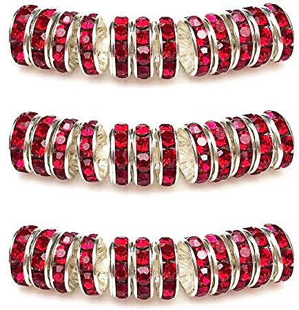 MJDCB 4mm 100 Cuentas Espaciadoras Centelleo Cristal bolitas para Hacer Pulseras Collar de Accesorios de Joyería (Rojo)