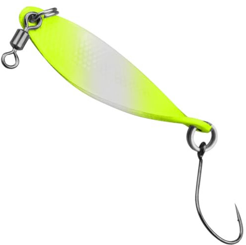 FTM Spoons zum Forellenangeln Spoon WOB 3,2g 4cm, Farbe:neon gelb lumi/schwarz Glitter