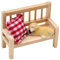 ZauberDeko Wichtel Zubehör Holzbank Kissen Hund Puppenhaus Miniatur Set 3-teilig
