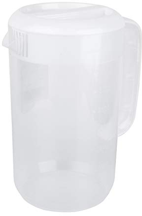 Housoutil Large Water Pitcher with Lid, 1 Gallon/ 4L Carafes Drinks Water Jug, Shatterproof Straining Pitcher Round Lid for Hot/Cold Lemonade Juice Beverage Ice Tea Kettle (White)
