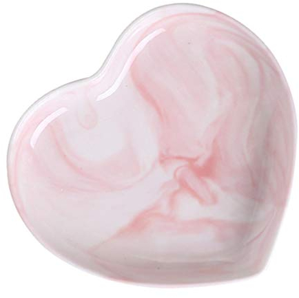 Zerodeko Pink Ceramic Heart Shaped Salad Plate Dessert Plate Dinner Bowl Heart Jewelry Dishes Stoarge Tray for Home Kitchen