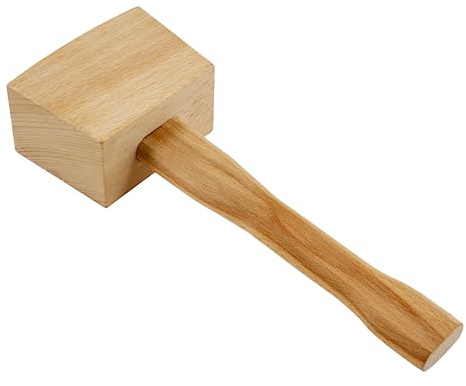 Hordion 1Pcs 9.6 Inch Wooden Mallet Hammer Wood, Ice Hammer Wood Heavy Duty, Beech Mallet Woodworking Carving, Solid Beechwood Hand Tool for Damage-free Striking