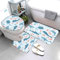 QALEYA Cartoon-Delphin Badematten 3 Teilig Set Wasserlebewesen rutschfest Saugfähiger Badezimmerteppich, U-förmiger Kontur Teppich, WC-Deckel Waschbar Duschvorleger Badaccessoires 40x60cm