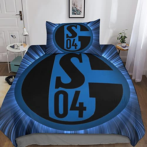 YULEDI Schalke Bettwäsche Bettbezug-Set Mikrofaser, Bettbezug Reißverschluss Und Kissenbezug Für Schlafzimmer, Weiche Bequemer Single(135x200cm)