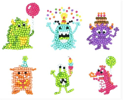 Pracht Creatives Hobby Diamond Painting Stickerset, Motiv Monster, Bastelset zum Gestalten von Aufklebern mit Glitzersteinchen, für Kinder ab 5 Jahren