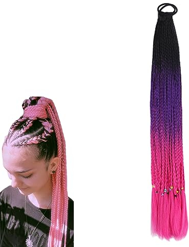 prinfantasy Haarsträhnen Haargeflechtverlängerungen Hair mit Elastischem Seilband für Frauen Mädchen, BZ219