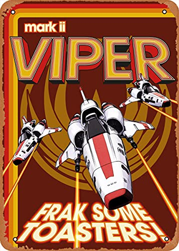 Metallplakat im Vintage-Stil – Battlestar Galactica Viper Mark II, Blechschild, 30,5 x 20,3 cm, geeignet als Wanddekoration für Bar, Café, Garage, Männerhöhle