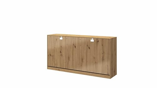 Kaiser Möbel Index Schrankbett, Wandklappbett, Horizontal mit Matratze, Schlafzimmer, Jugenzimmer, Modern Design, Eiche