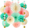 FETETIJD Minzgrün Creme Rosa Party Dekoration Mint Pfirsich Geburtstag Seidenpapier Pom Poms Papierfächer Kreis Punkt Girlanden für Grils Geburtstagsfeier Babyparty Brautdusche Hochzeit Dekorationen