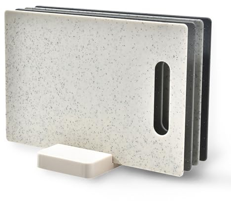 Aroplor Plastic Cutting Board Set,4pcs/Set With Stand,Wheat Straw Cutting Boards For Kitchen Dishwasher Safe,Modern Chopping Board Set With Holder Storage,For Meat Fruit Vegetable