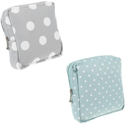 IWOWHERO 2 Pieces Portable Menstrual Pad Storage Bags Small Zipper Pouch for Change Keys Sanitary Napkins Medicine Cosmetic Organiser for Girls and Women