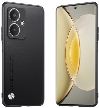 Longstong Phone Case Suitable for Redmi 13C 5G / Redmi 13R 5G (6.74), CODE Series Metal Leather Protective Cover - Black