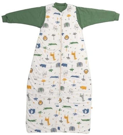 schlummersack Kinder Schlafsack Baby ganzjährig 150 cm Dschungel | Ganzjahresschlafsack Baby mit Ärmel abnehmbar 2.5 Tog Baby Schlafsack ganzjährig | Ganzjahres Schlafsack Baby