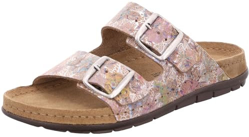 Rohde Damen Pantolette Leder Schnalle Muster Rodigo-D 5861, Größe:38 EU, Farbe:Beige