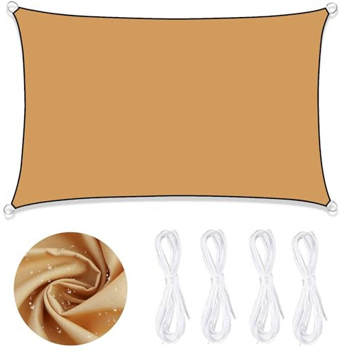 LATRAT Voile ombrage, Toile Ombrage Imperméable, Toile d'ombrage Respirant 95% Protection Rayons UV pour Jardin, Terrasse, Extérieur, Beige, Rectangulaire,2 * 3m