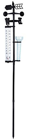 FLEXMAN 55,11 Zoll 3 in 1 Wetterstation, Wasserdichtes Outdoor Gartenthermometer, Regenmesser, Windanzeige für Rasen, Wege, Terrassen, Innenhöfe