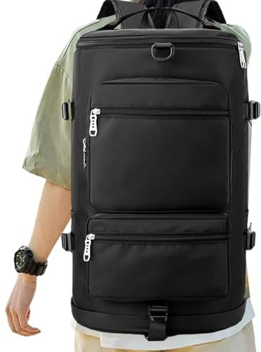 Fitness Tasche für Damen, Herren Turnbeutel, Leichte Gym Carryall, Multi-Fach Gym Bag, Wasserdichte Gym Duffel, Workout Bag mit Belüftung, Stilvolle Gym Tote Bag, Workout Bag für Reisen, Schwarz ,