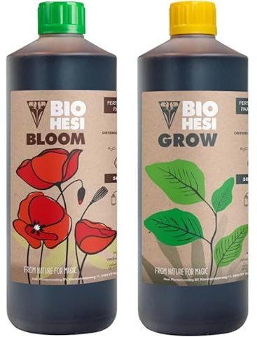Hesi Bio Grow + Hesi Bio Bloom je 1 L | Bio-Dünger-Set | Flüssiger, biologischer NPK-Dünger auf pflanzlicher Basis | Grow-Dünger | Bio Dünger | Pflanzendünger