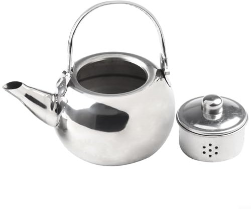 Stainless Steel Teapot with Infuser, Quick-Heating Camping Water Bottle Safe and Convenient Kettle Tea Pot with Anti-Scalding Handle and Spout for Camping and Outdoor Adventures(14cm)