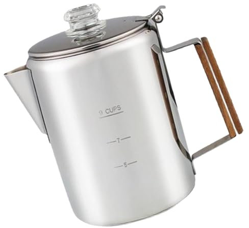 Percolateur à café 9 tasses avec échelle en acier inoxydable avec couvercle transparent pour le camping et la maison, cafetières portables