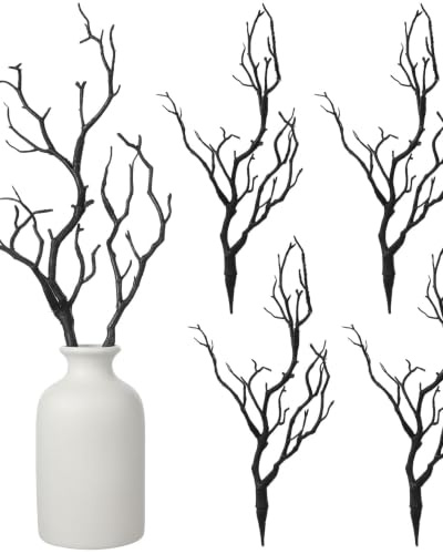 Cabilock 4 Stück Schwarze Kunstzweige, Deko Äste für Vase und Halloween | Vier schwarze Kunststoffzweige schaffen markante Deko für Vasen, Tische, Ablagen, Halloween-Szenen und Bastelprojekte