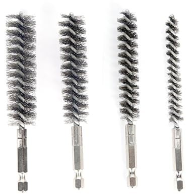 4 Pcs Wire Brush for Drill,Stainless Steel Long Brushes Electric Drills Brushed Attachment Cleaning Combined Set Twisted Brushe Removable Heavy Duty Rotary Tool,for Kitchen Ports Pipes Rust Removal