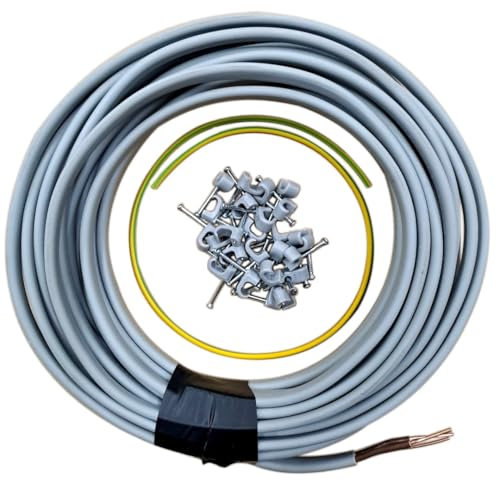 1.5mm Twin and Earth Cable Twin Brown with Earth Sleeving and Clips Switch Wire 6242Y BASEC - 10 Metre