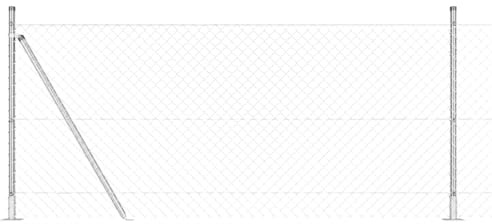 vidaXL Chain Mesh Fence with 7 Flange Posts 1 x 10 m Galvanised Steel