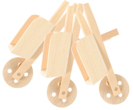 GALPADA 3pc Mini Wooden Wheelbarrows Models for Dollhouse Micro Landscape Garden Decor, Miniature Cart Barrows Set for Dollhouse Accessories and Interior Display