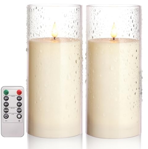 JVURICE 22.5cm Wasserdichte LED Kerzen, 2 Pack Flammenlose Kerzen mit Fernbedienung und Timer, Batteriebetriebene Außenkerzen Geeignet für Veranda, Garten, Esstisch, Wohnzimmer, Kamin, Eingangsbereich