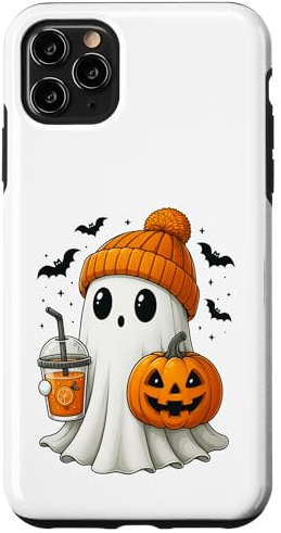 Kawaii Geist mit Kürbis und Herbst Drink Halloween Hülle für iPhone 11 Pro Max